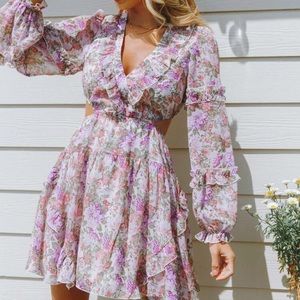 Floral Dress with Cut Outs